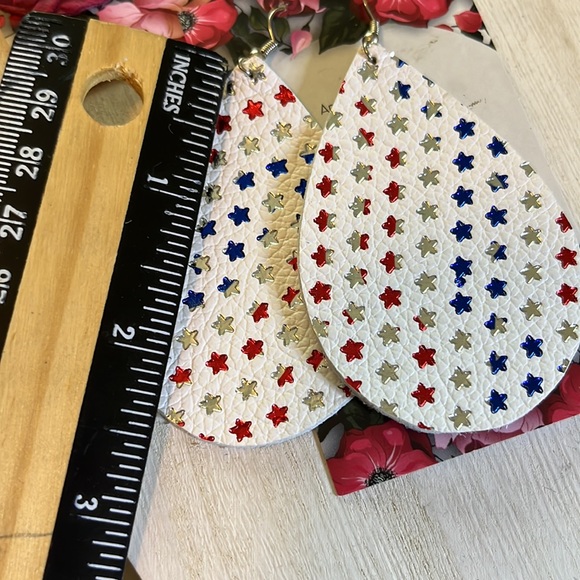 LEATHER DANGLE EARRINGS THREE PAIRS NEW ON CARDS - Picture 7 of 8